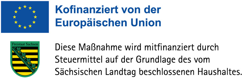 EU-Logo und Sachsen-Signet